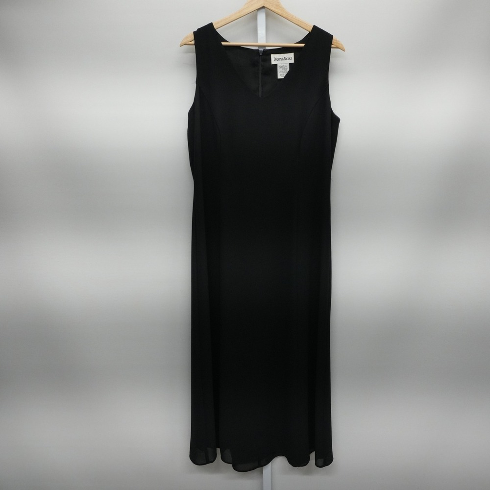 Danny & Nicole Black Sleeveless V-Neck Sheath Dress Size 12P RN 67919